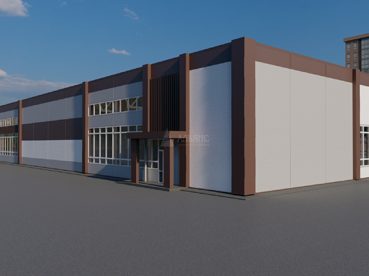 3D визуализация Торговый центр из сэндвич-панелей - фото 2