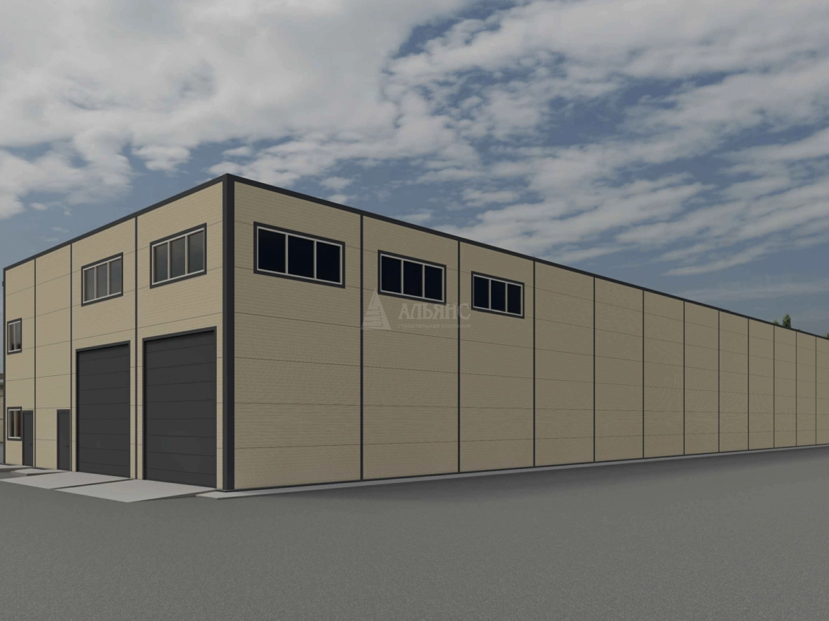 3D визуализация Склад с АБК из сэндвич-панелей - фото 2