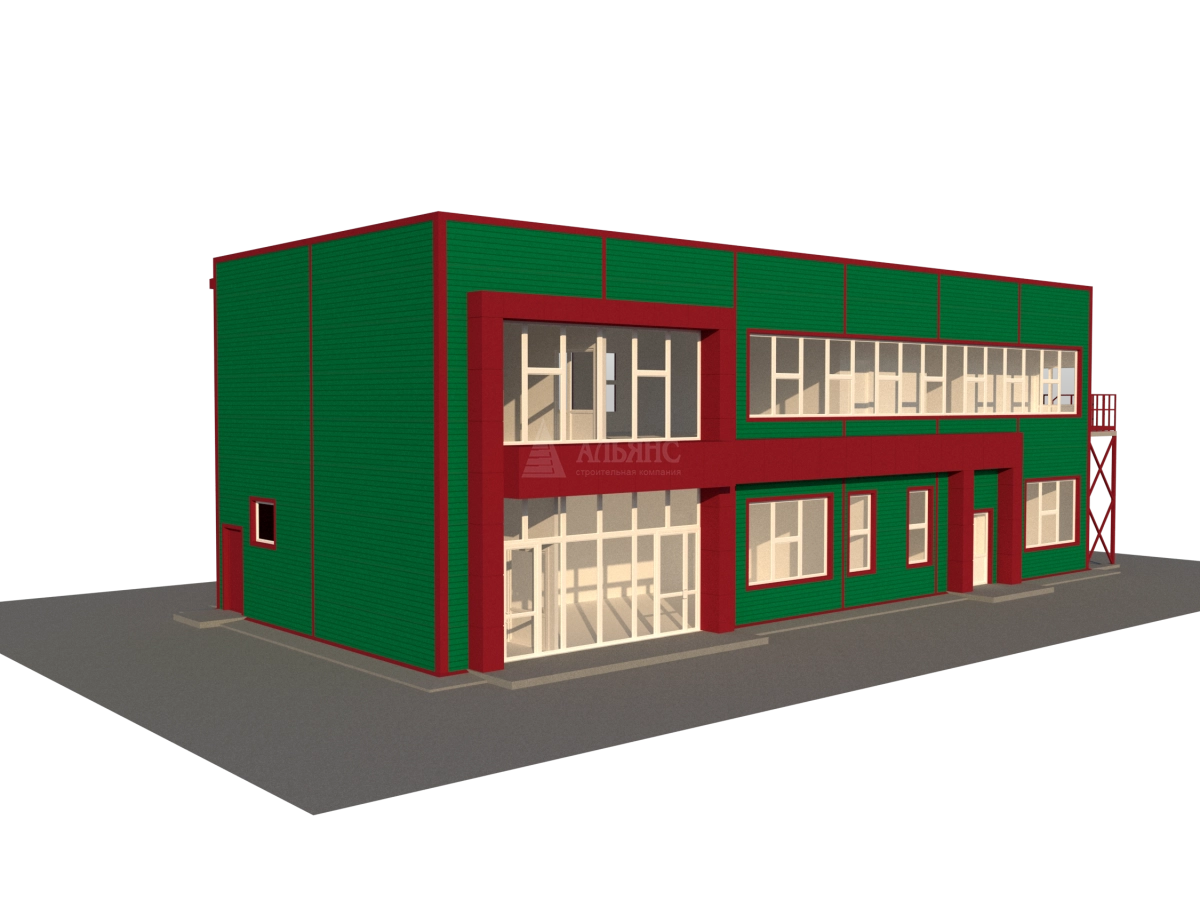 3D визуализация Торгово-офисное здание из сэндвич-панелей - фото 4